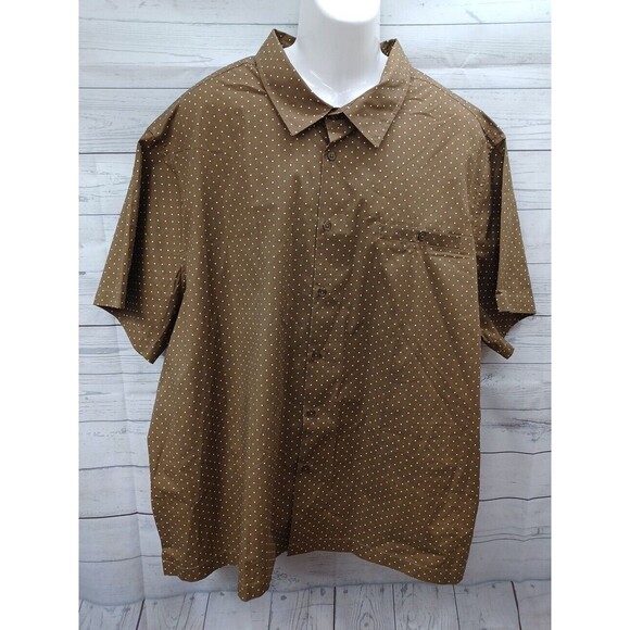 Scandia Woods Other - Scandia Woods Brown White Polkodot Short Sleeve Button Up Mens Shirt 3XL